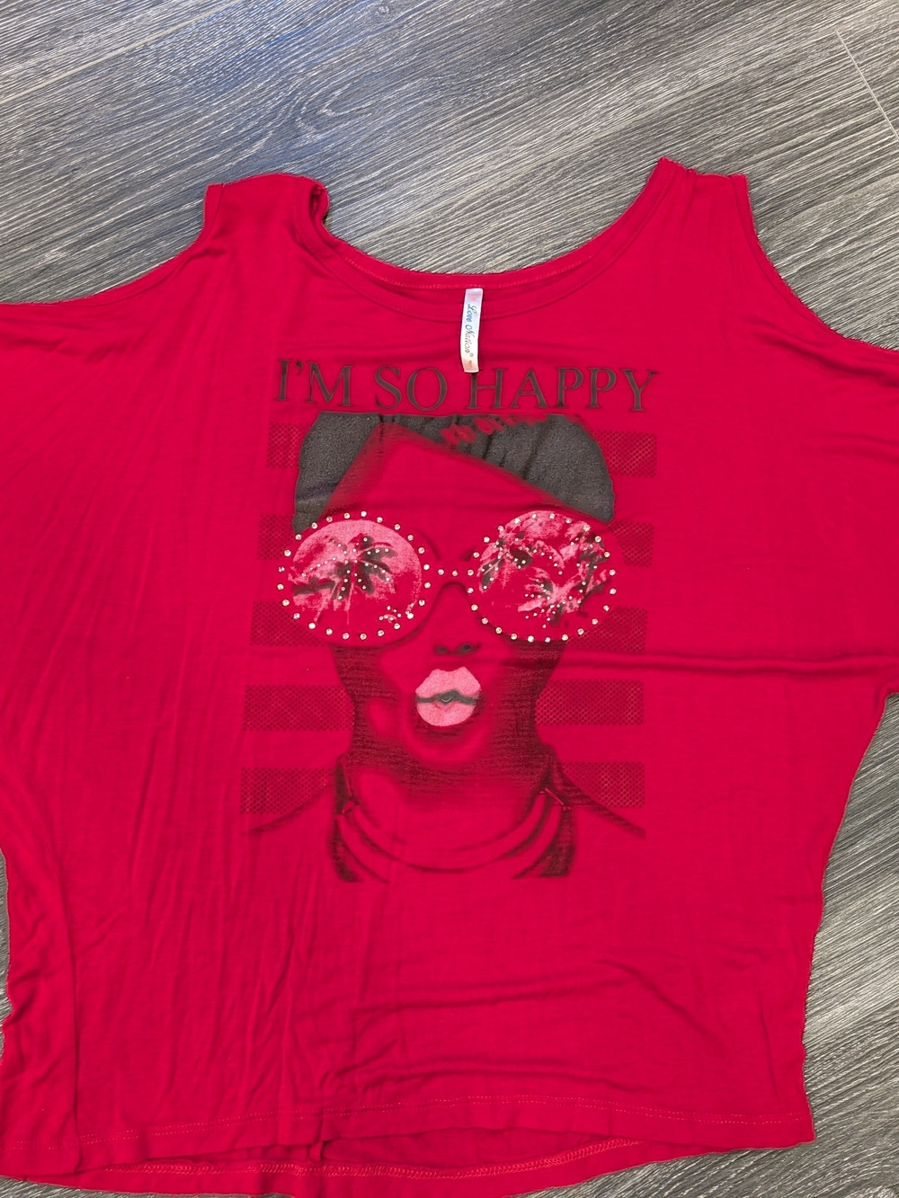 Women's Red Graphic Tank Top - "I'm So Happy"